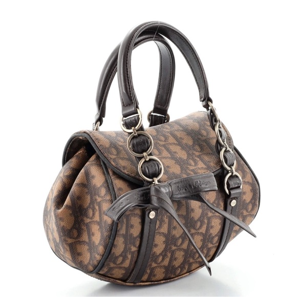 Rare Christian Dior Vintage Trotter Romantique Mini Flap Bag Coated Canvas - Picture 2 of 11